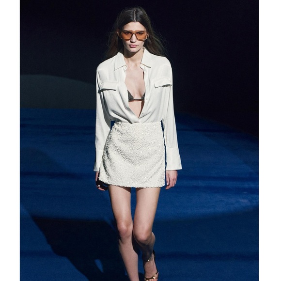 Zara SEQUIN MINI SKIRT ZW COLLECTION - Picture 3 of 7